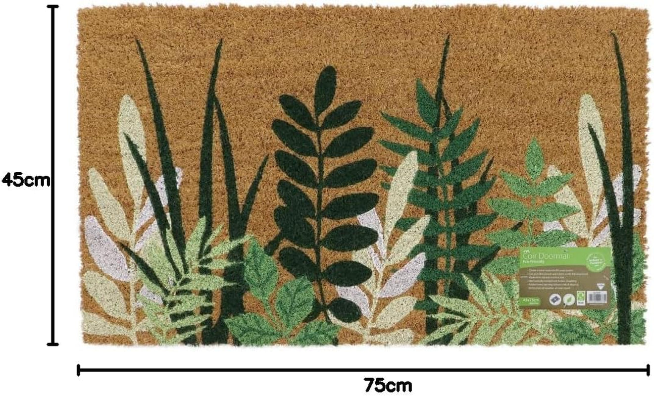 Eco-Friendly Latex Backed Coir Door Mat, Greenery, Natural (02-881), 45 X 75 Cm Approx.