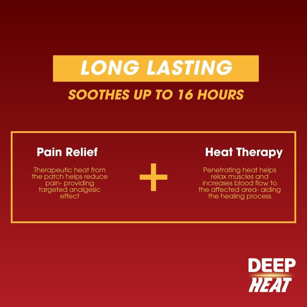 Pain Relief Heat Patch, Muscular Aches, Pains, Joint Stiffness (Pack of 4 Patches)
