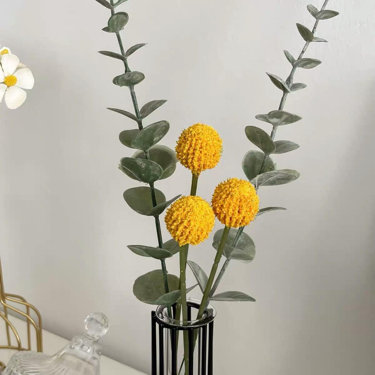 24Pcs Eucalyptus Stems Artificial Eucalyptus Leaves Stems Real Grey Green Touch Leaf Branches for Home Office Flowers Bouquet Centerpiece Wedding Decoration