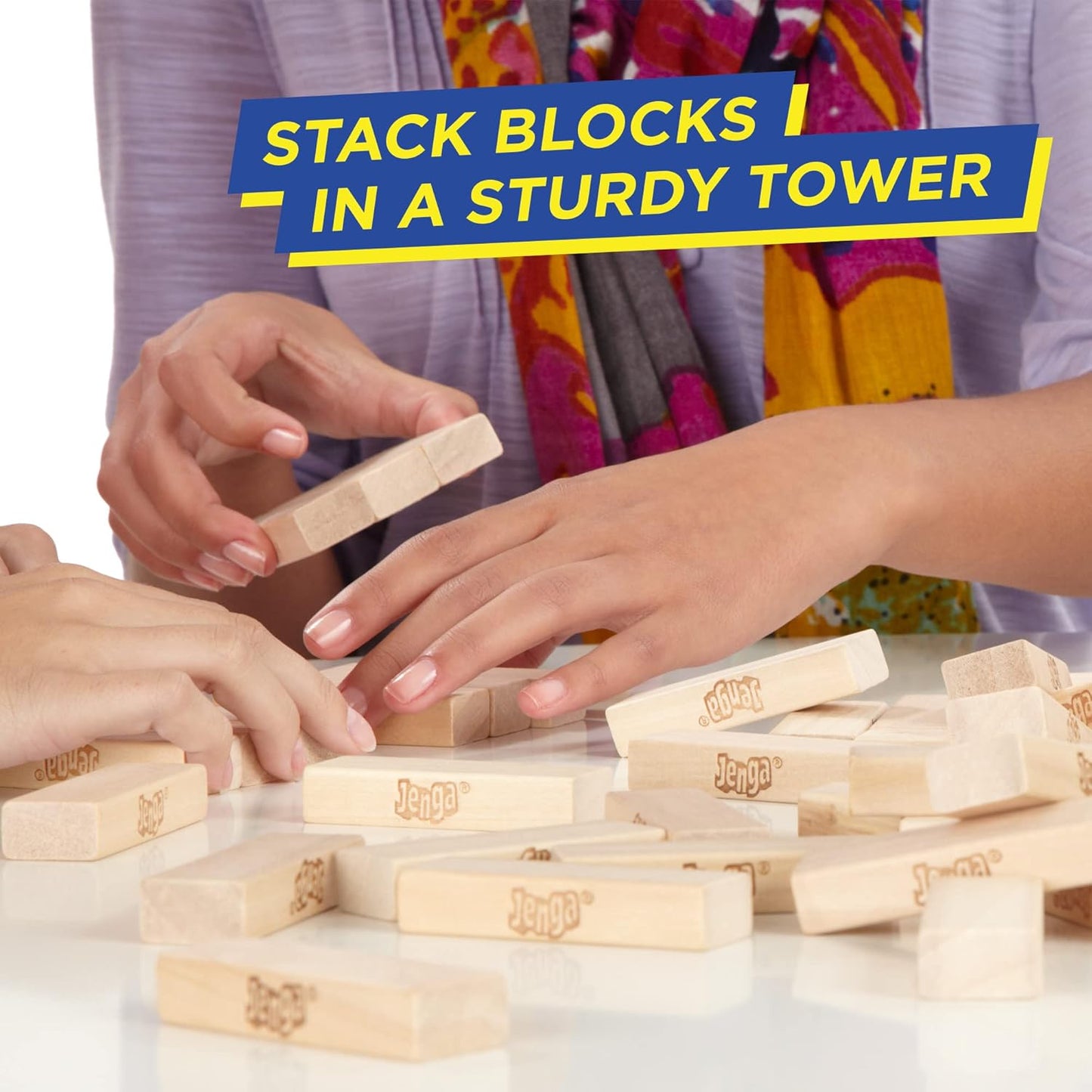 Classic Jenga, Party & Family Game for Children and Adults, for 1 Player or More