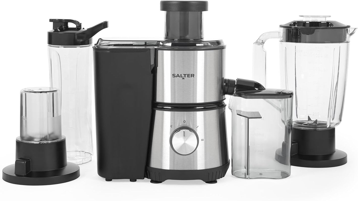 4 in 1 Juicer & Blender – Fruit Juicer & Smoothie Maker, 1L Jug Blender, Includes 600Ml Sports Bottle & Fridge Storage Container, Coffee & Spice Grinder, 2 Speed Settings & Pulse, 400W, EK4294