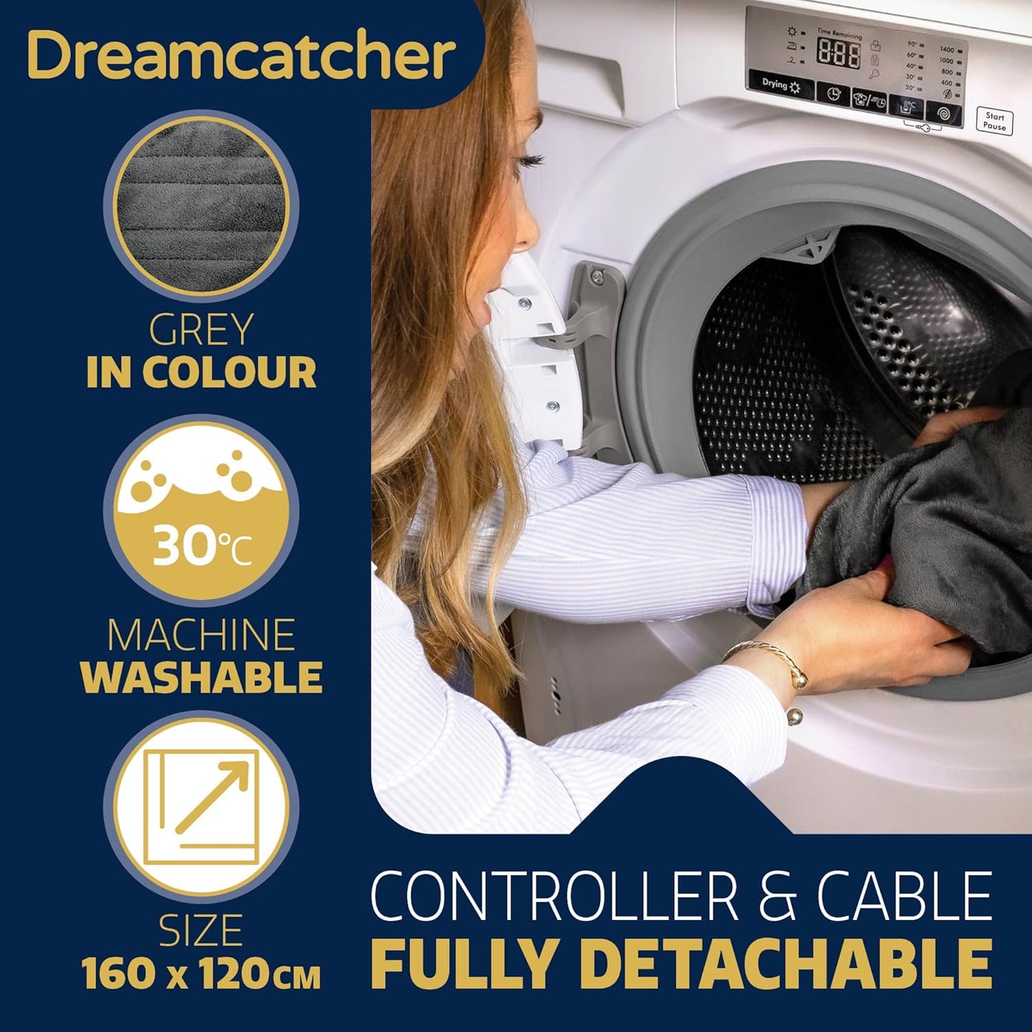 Luxurious Grey Heated Throw Electric Blanket, 160 X 120Cm Heated Blanket Machine Washable Soft Fleece Electric Throw Overblanket with Hr 12HR Timer and 9X Control Heat Settings