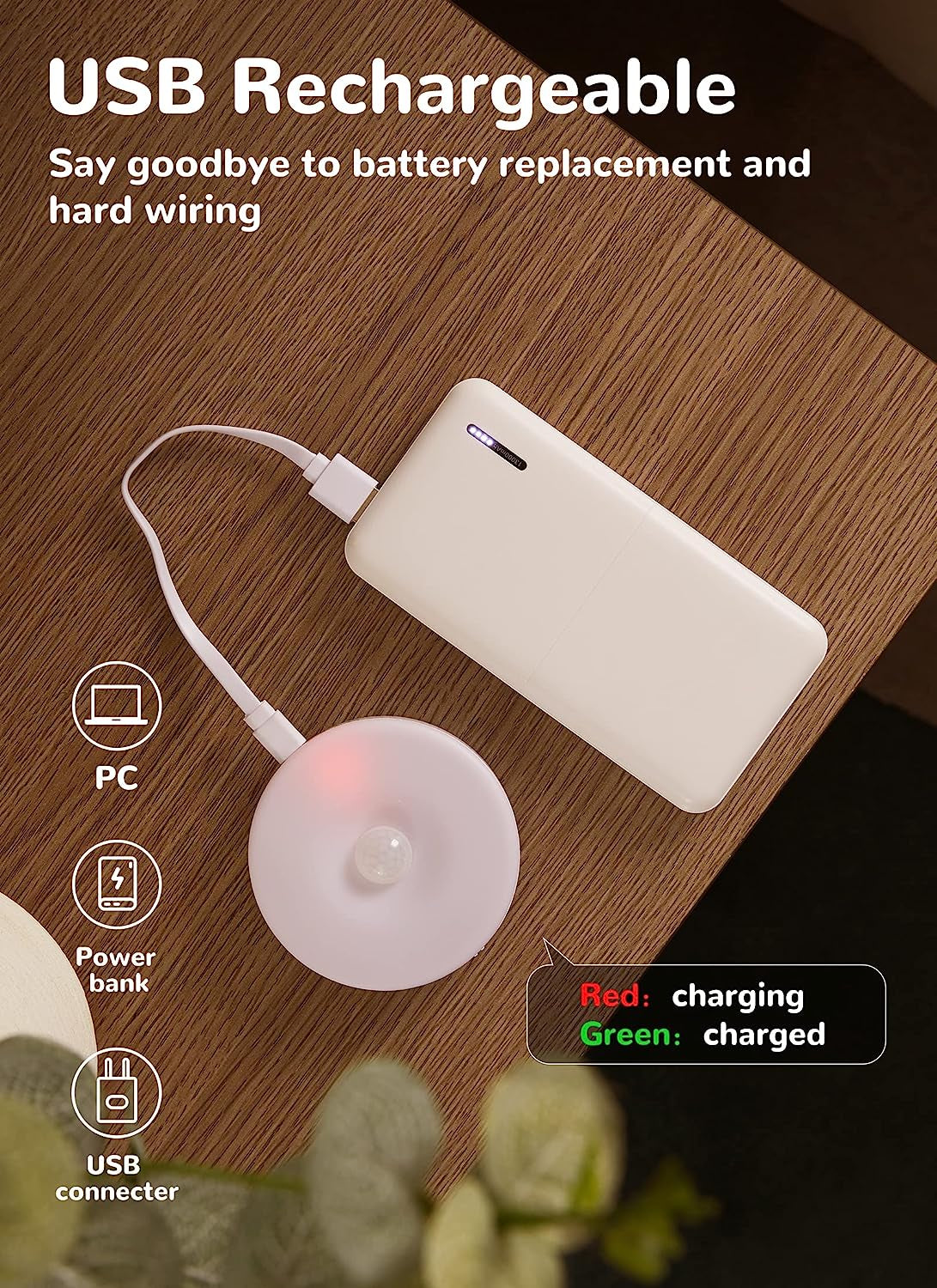 Motion Sensor Lights Indoor,6 Pack Wireless LED Rechargeable Magnetic Stick on Wall Night Light,Battery Operated USB Charging,Stair, Corridors, Closet, Kitchen Light under Cabinets Puck Light