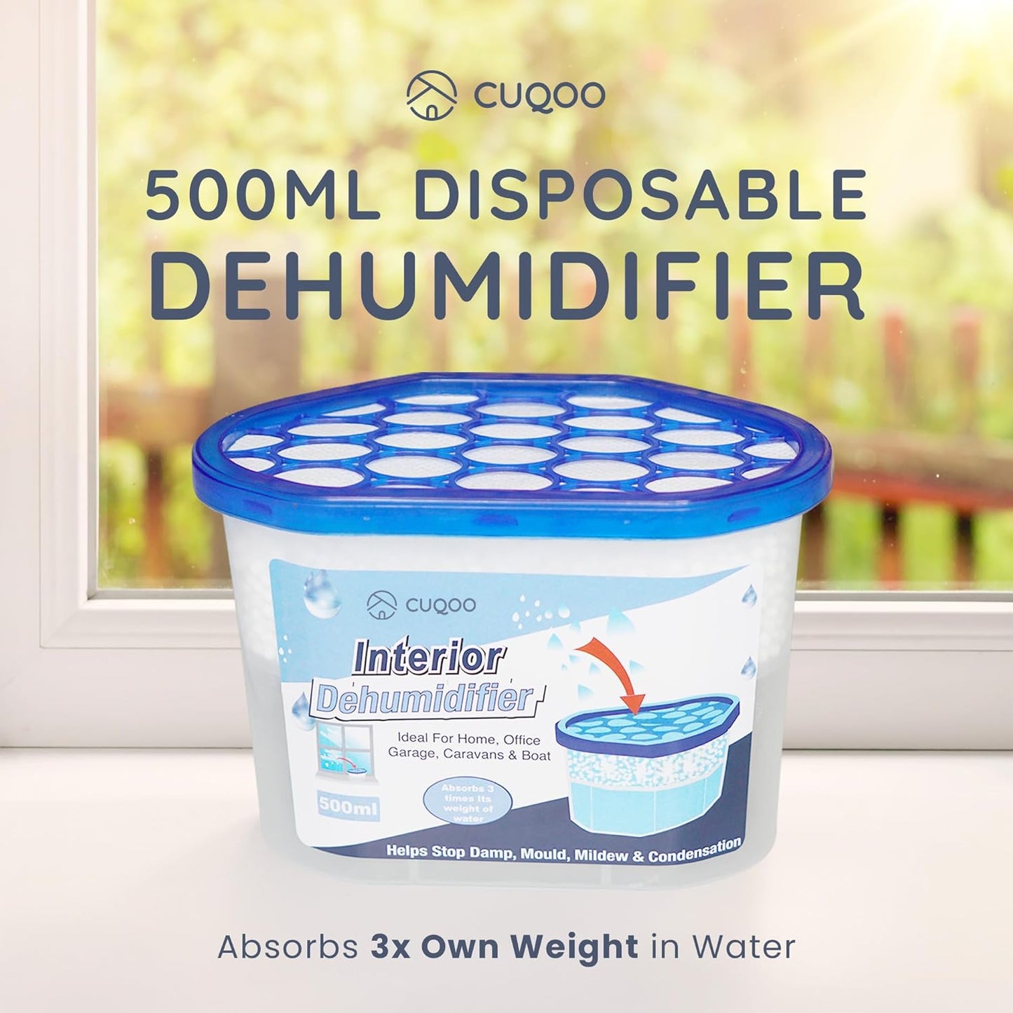 Disposable Dehumidifier for Home 500Ml, Pack of 10 Moisture Absorber Dehumidifiers for Damp, Mould, Kitchen, Wardrobe, Bedroom, Caravan, Office, Garage, Bathroom - Mini Condensation Absorbers