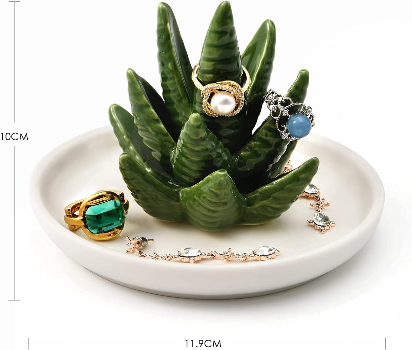 Cactus Ring Holder Aloe Jewellery Stand Trinket Tray Gifts for Women, Birthday Valentine Gifts for Her, Christmas Housewarming Gifts for Friend Aunt Sister