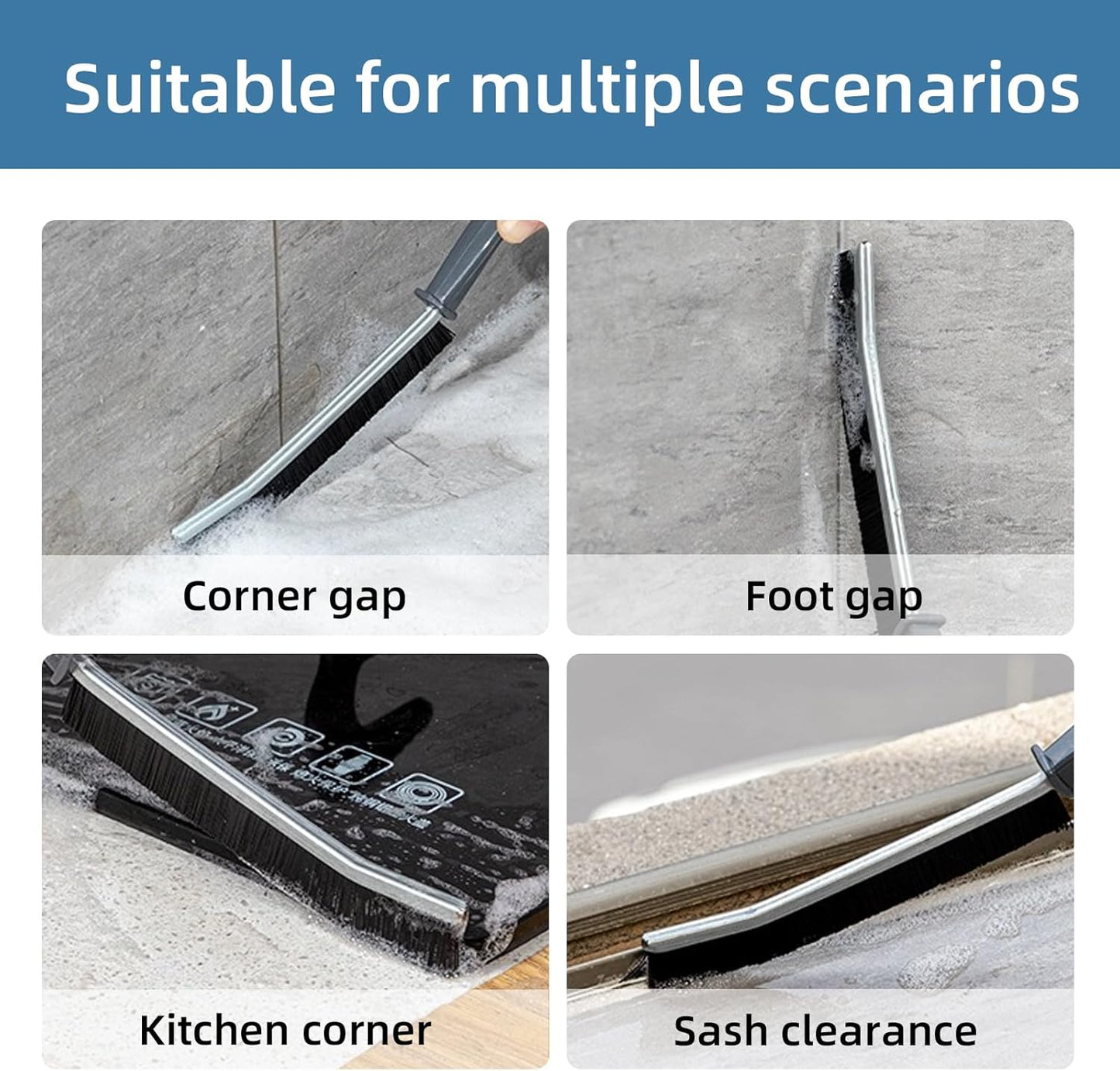 Crevice Cleaning Brush 3 Pcs Gap Cleaning Brush Crevice Cleaning Tool for Narrow Corners in Home Kitchen Bathroom and Window Groove (Plastic) (Plastic)