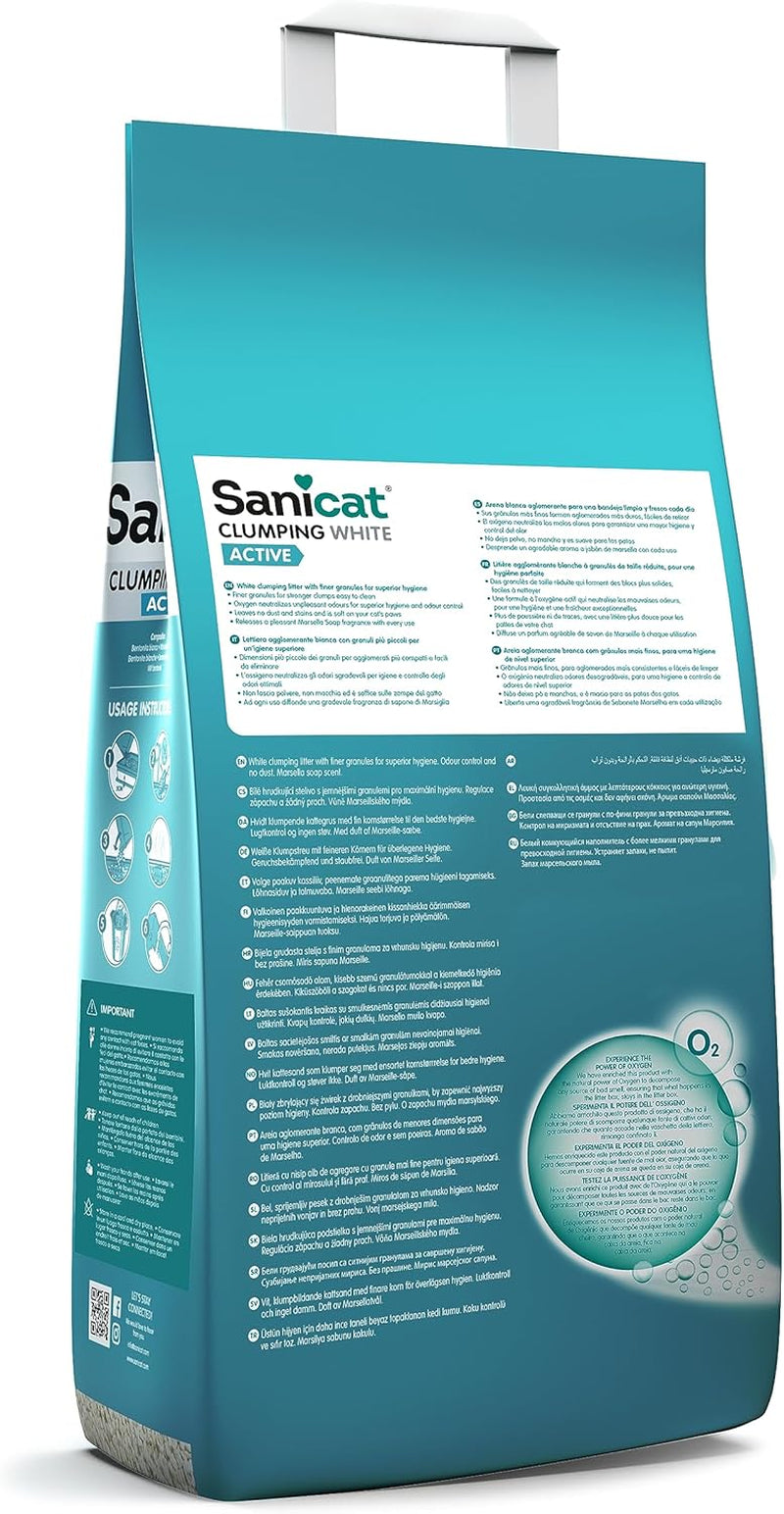 - White Ultra-Clumping Cat Litter - Marseille Soap Scented | Made from Natural Minerals with Guaranteed Odor Control | Absorbs Moisture and Forms Clumps for Easy Cleaning | 10 L Capacity.