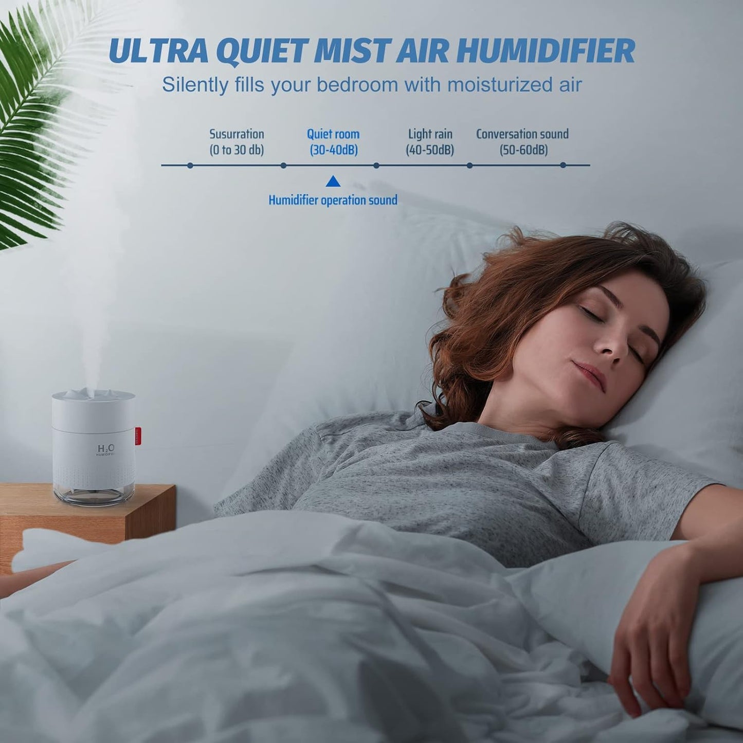 Humidifiers 500Ml Cool Mist Air Ultrasonic Quiet USB Desktop Humidifiers with Night Light Waterless Auto Shut-Off for Home Baby Bedroom Office Travel (White)