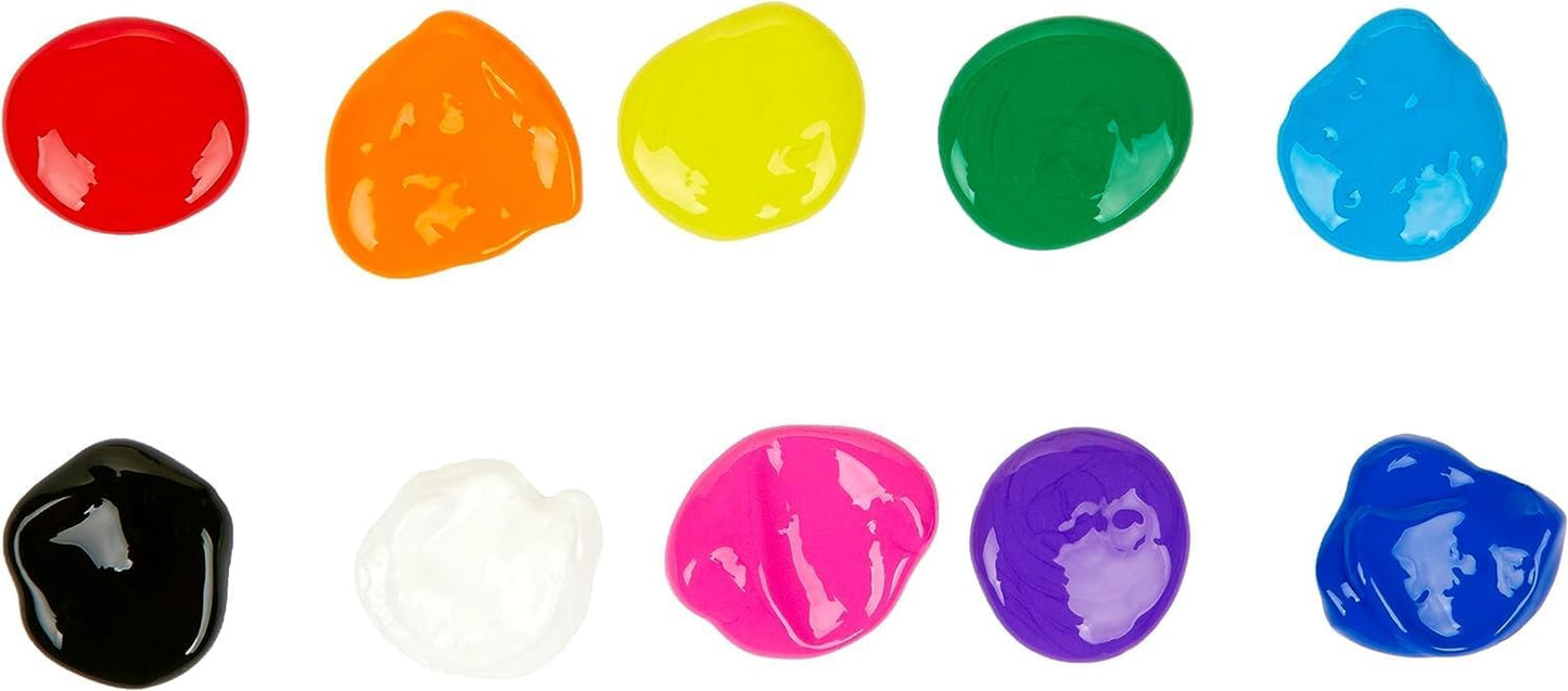 Washable Paints - Assorted Colours (Pack of 10) | Perfect for Any Arts & Crafts Needs - Easily Washable | Ideal for Kids Aged 3+ (Packaging May Vary)