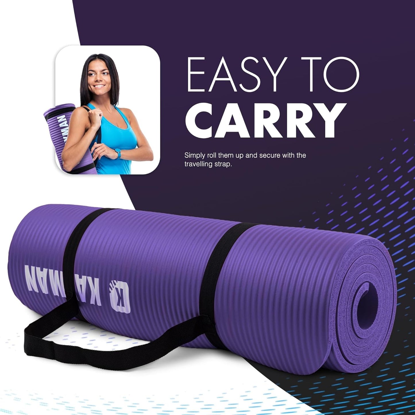 Yoga Mat – Multi-Purpose Extra Thick Foam Exercise Mats – Ideal Floor Mat for Pilates, Stretching, Resistance Workout & Therapy – Home & Gym Equipment Accessory for Men Women Kids –183 X 60Cm