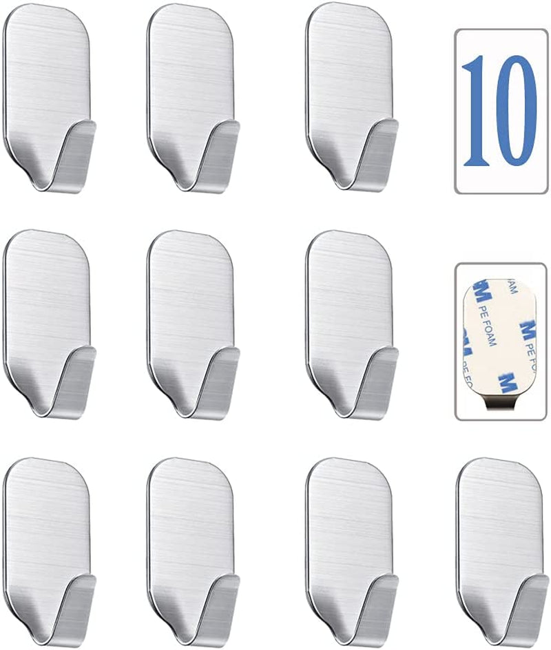 Small Sticky Hooks for Hanging Extra Strong Self Adhesive Hooks Heavy Duty Stick on Hooks for Walls, Wall Hangers without Nails, Pack of 10
