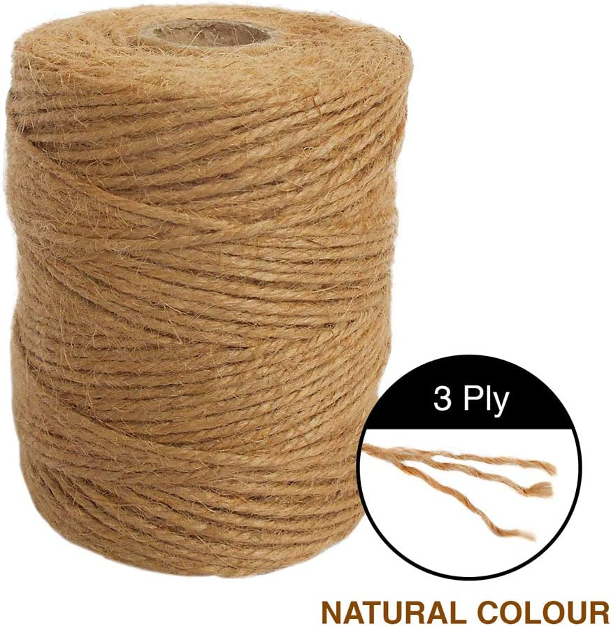 Jute Twine Biodegradable Garden Twine - 333 Feet / 101M Jute String, 3 Ply 2Mm Thickness Jute Rope for Decoration, Garden, Floristry, DIY Arts, Bundling, Crafts & Wrapping - Brown (Pack of 1)