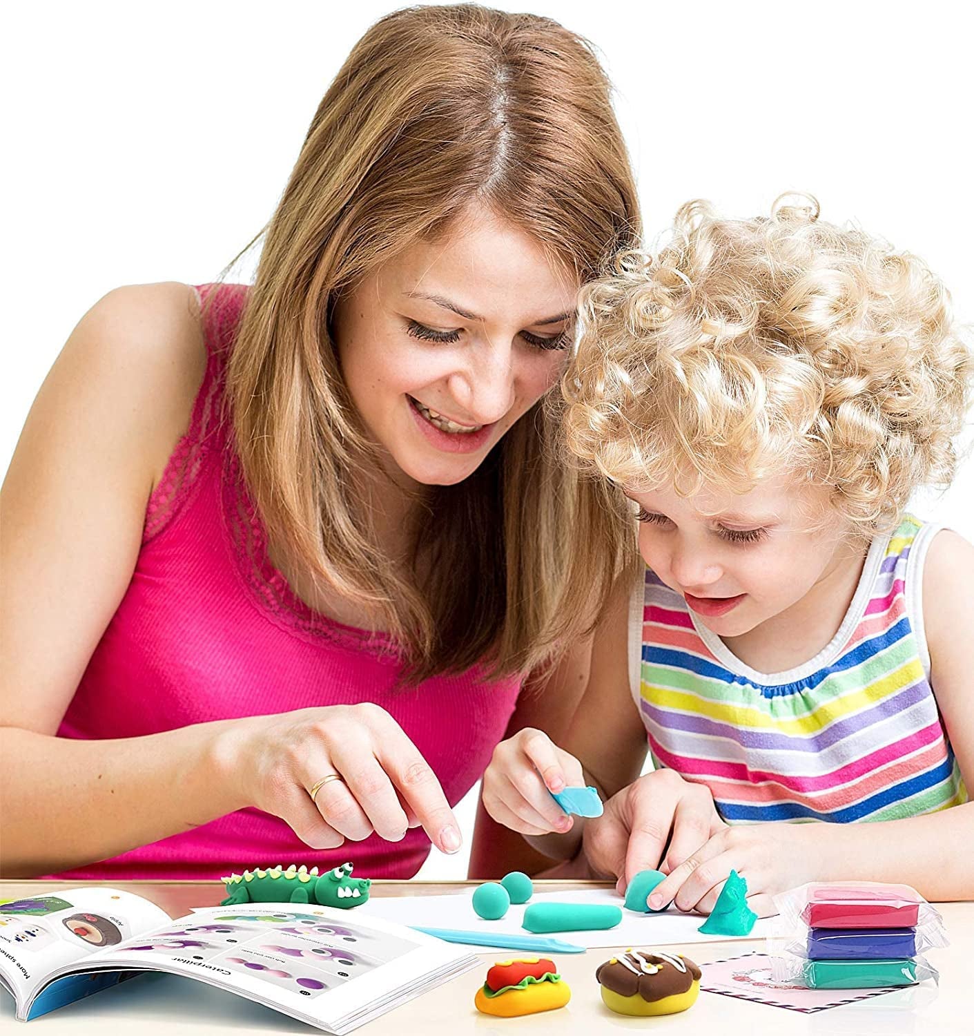 Air Dry Clay,24 Colors Modelling Clay with 3 Tools & Project Booklet,Diy Creative Ultra Soft Light Magic Clay,Arts and Crafts Kits for Kids Boys Girls Toys