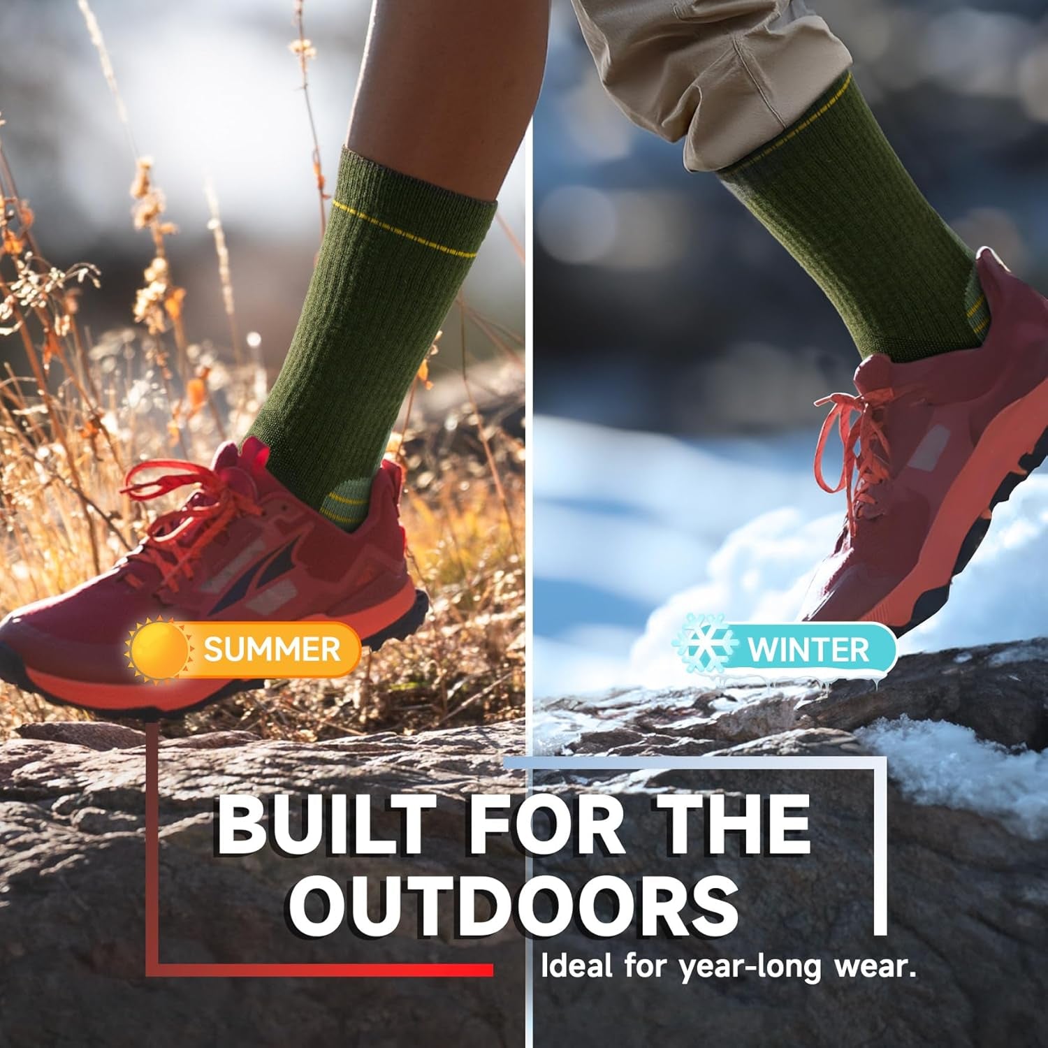 Mens Thermal Socks Womens Merino Wool Socks Thick Warm Winter Socks Cushioned Crew Socks for Work Hiking Walking Skiing Running and Outdoor Sports, 3 Pairs
