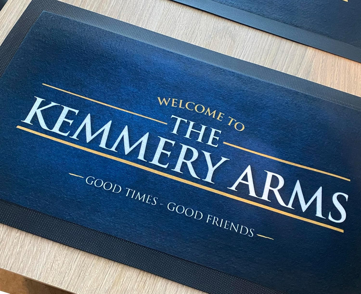 Personalised Bar Runner Mat - Any Name Bar - Navy Blue Grunge Bar Runner - Beer Accessories Gift, Home Bar