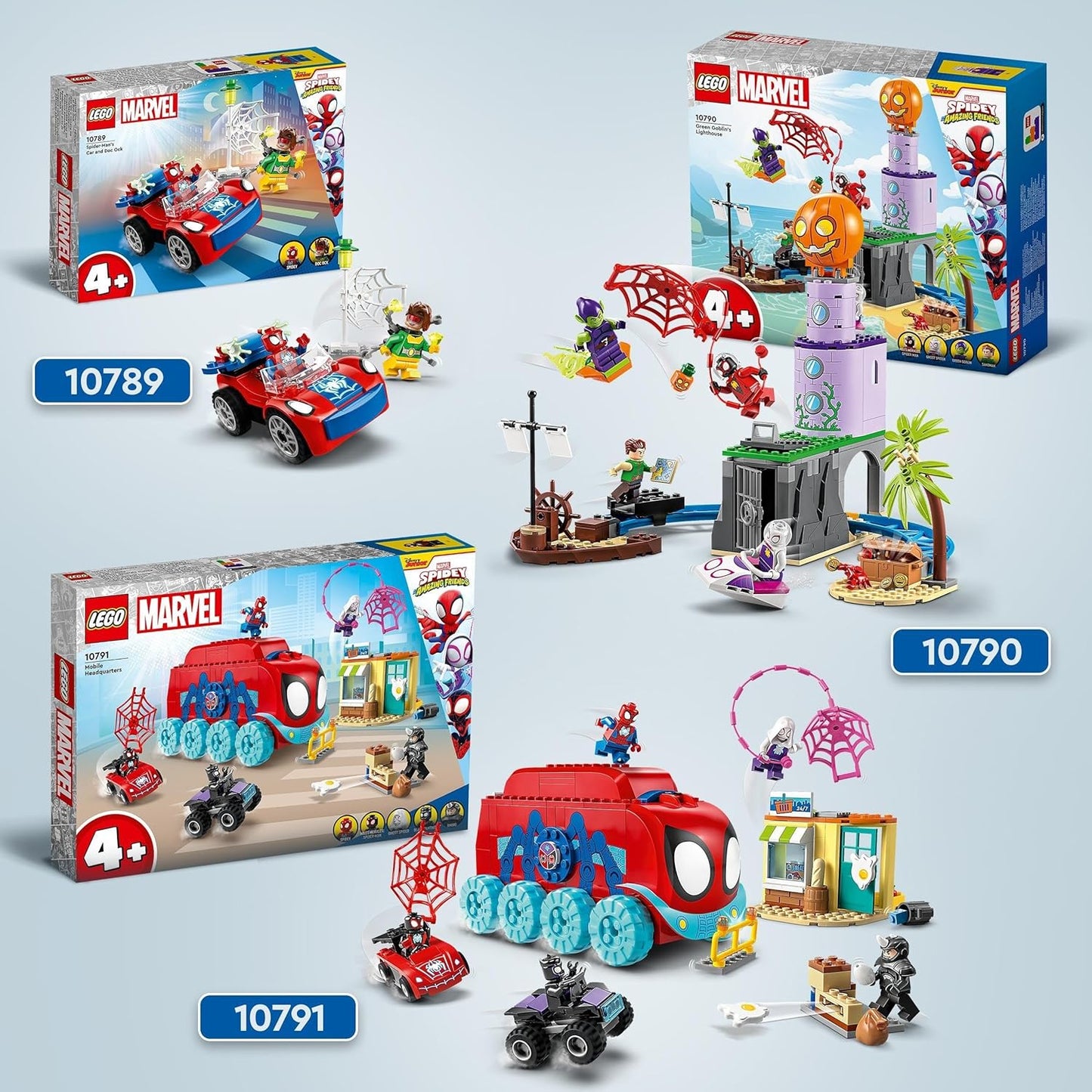 10789 Marvel Spider-Man'S Car and Doc Ock Set, Spidey and His Amazing Friends Buildable Toy for Kids 4 plus Years Old with Glow in the Dark Pieces