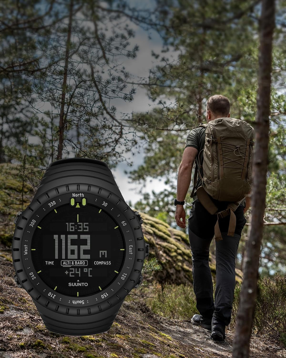 Core Sports Watch, Classic Outdoor Adventure Watch with Altimeter, Barometer & Compass, Dual-Time Sunrise & Sunset Display, Temperature & Storm Alarm for Hiking, Mountain Use