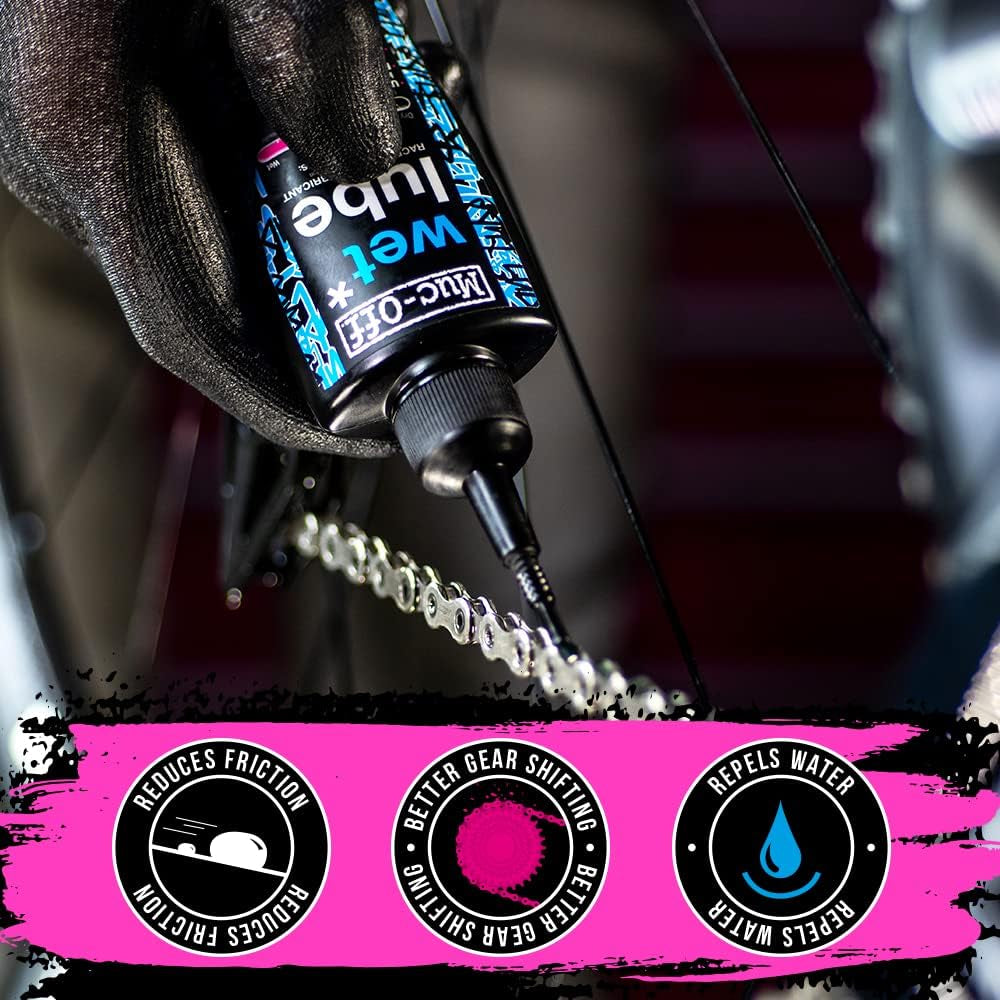 MUCOFF Wet Chain Lube, 120Ml - Bike Lube, Bike Chain Oil, Chain Wax for Wet Weather Conditions - Biodegradable Bike Lubricant and Bicycle Chain Oil, Black