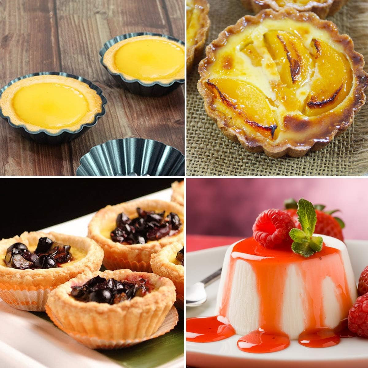 12 Packs Egg Tart Mold, Mini Carbon Steel Cake Muffin Moulds Tins Pans, Non-Stick Cupcake Cake Moulds, Pudding Moulds, Baking Cookie Moulds, Kitchen Reusable Baking Tools