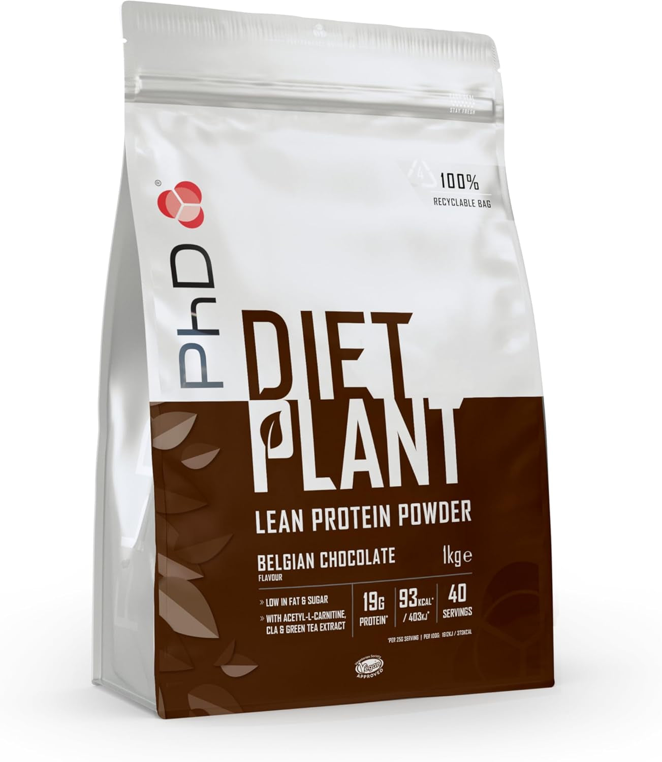 Nutrition Diet Plant, High Protein Lean Matrix, Vegan Diet Protein Powder, Belgian Chocolate, 18G of Plant Protein, 40 Servings per 1 Kg Bag (Packaging May Vary)