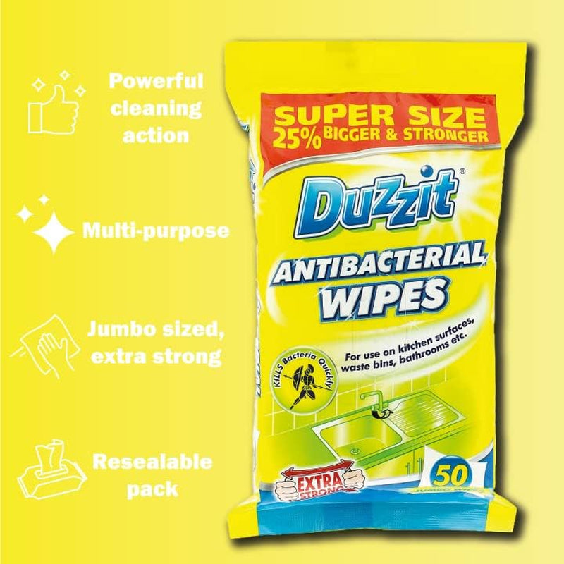 Antibacterial Wipes, Pack of 50