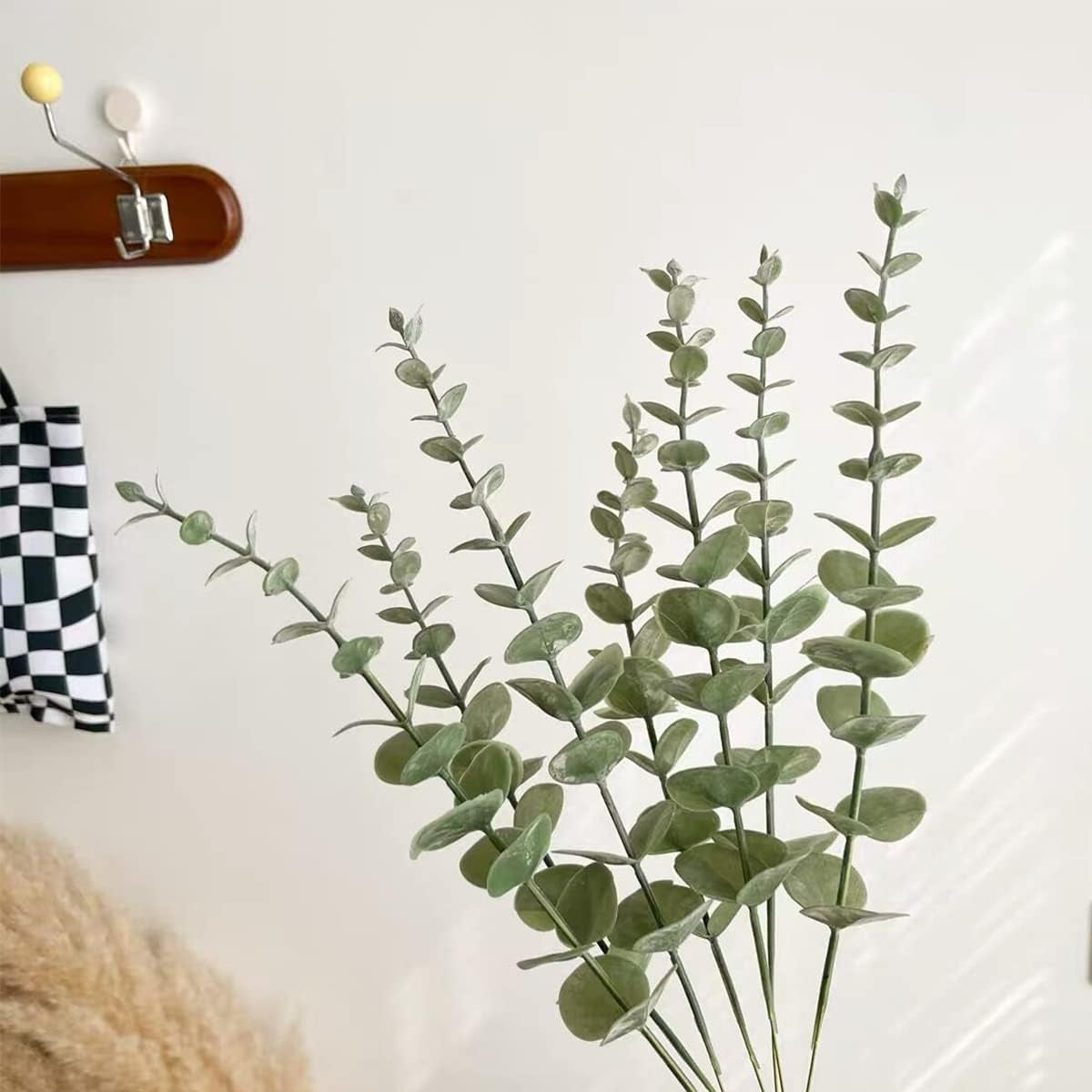 24Pcs Eucalyptus Stems Artificial Eucalyptus Leaves Stems Real Grey Green Touch Leaf Branches for Home Office Flowers Bouquet Centerpiece Wedding Decoration