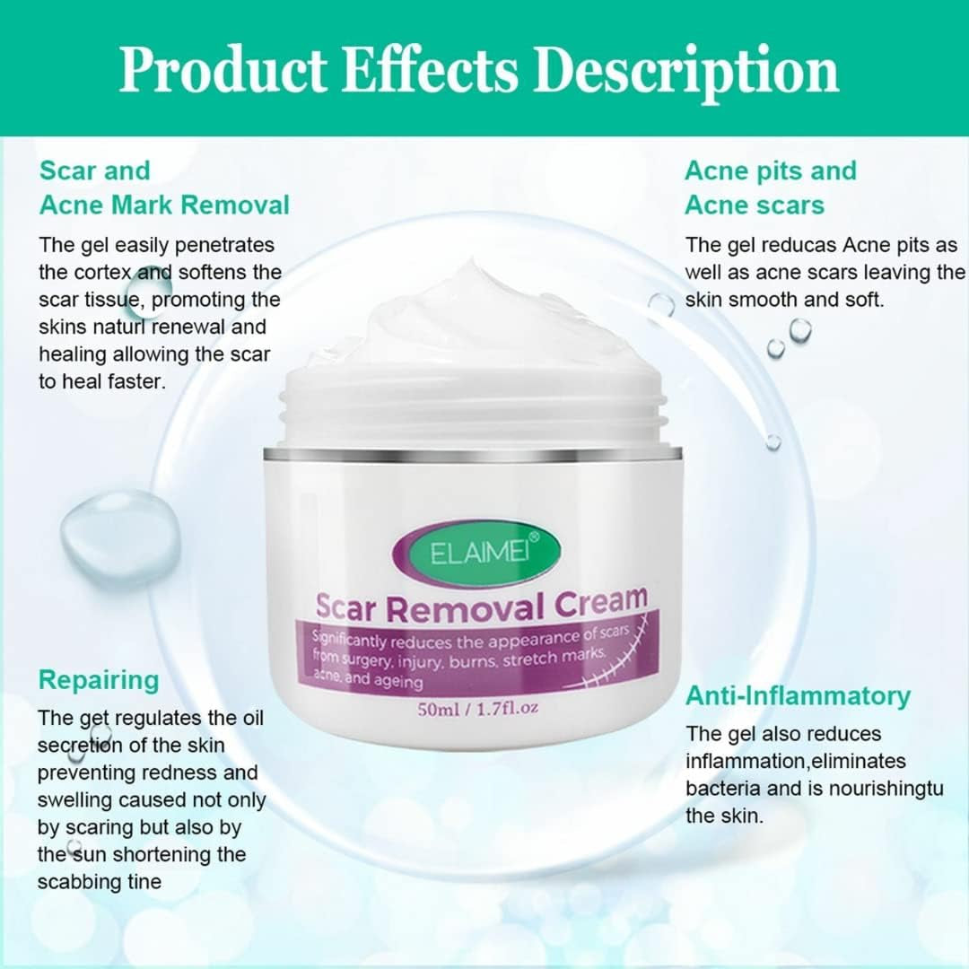 Scar Removal Cream New & Appearance of Old Scars Surgery, Stretch Marks, Acne, Burns & Injuries Face or Body, Working for Removing Scars and Strech Mark for Pregnancy