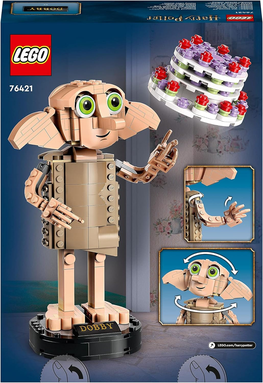 76421 Harry Potter Dobby the House-Elf Set, Movable Iconic Figure Model, Toy or Bedroom Accessory Decoration, Character Collection, Gift for Girls, Boys, Teens and All Fans Aged 8+