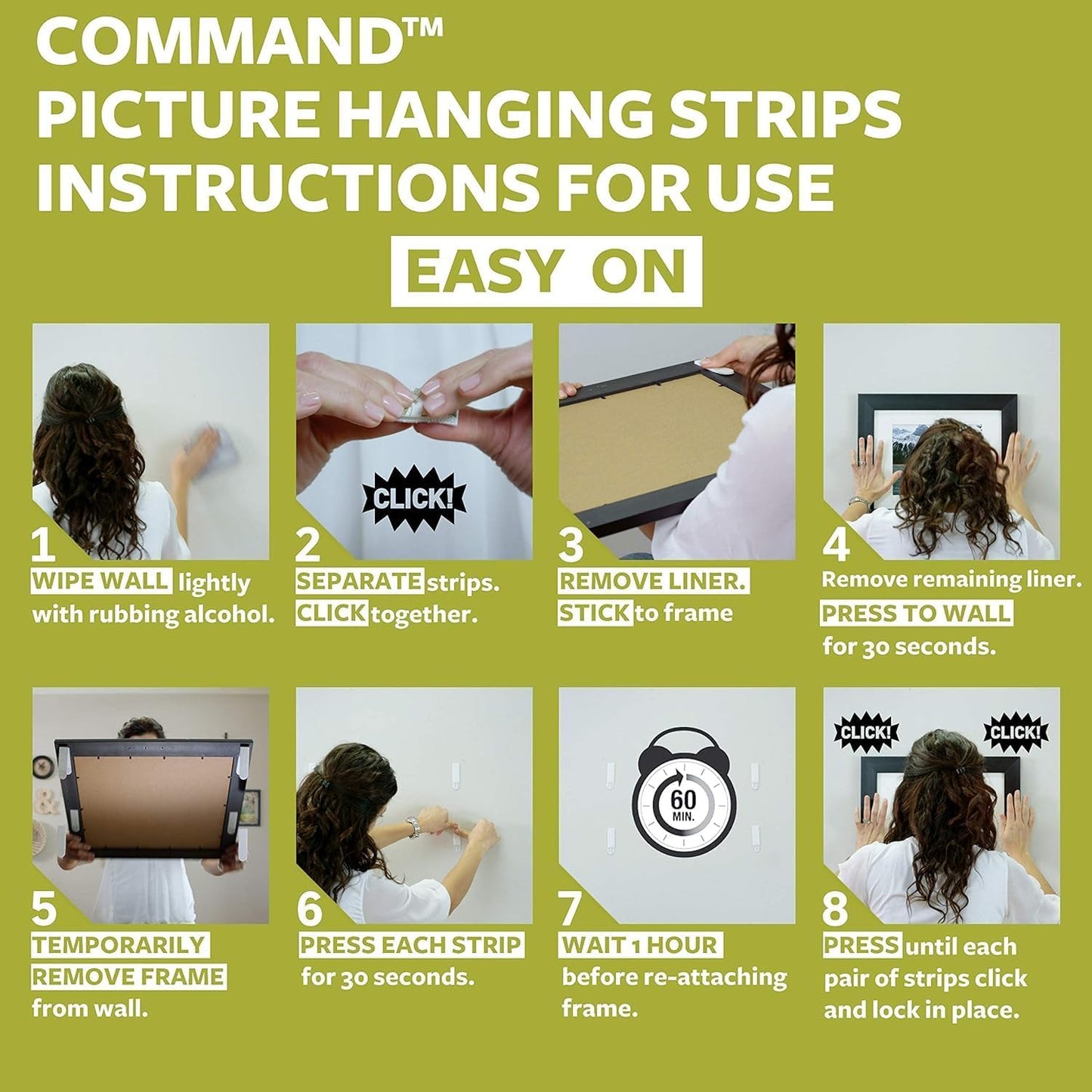 Large Picture Hanging Strips, Value Pack - 14 Pairs (28 Strips) Adhesive Strips - for Pictures, Frames, Mirrors, Wall Décor - Damage Free Hanging