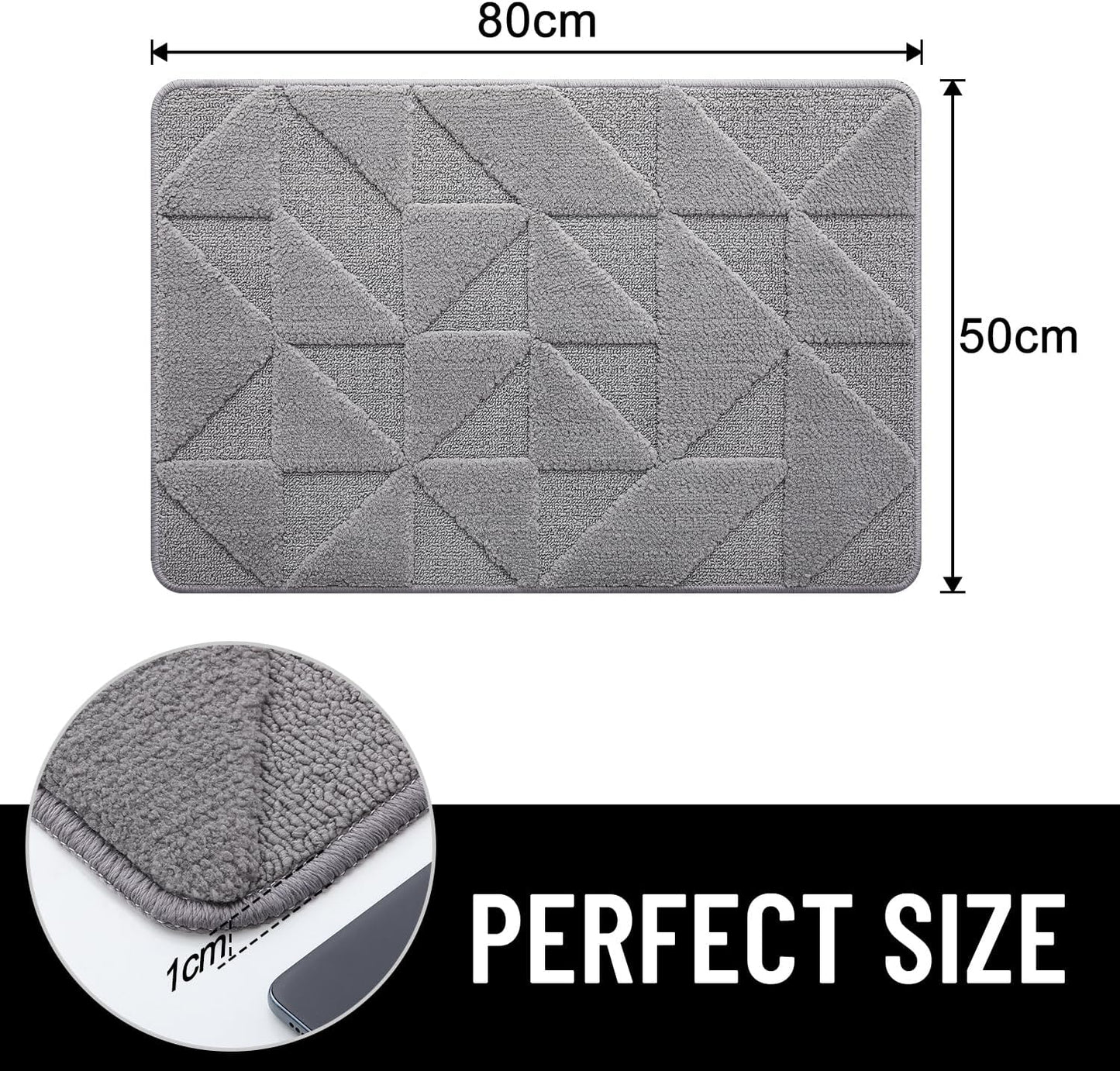 Door Mats Indoor, 50 X 80 Cm, Machine Washable inside Door Mat, Dirt Trapper Soft Doormats, Super Absorbent Entrance Rug, Non-Slip Floor Mat for Front Back Door, Pets and Dogs (Grey)