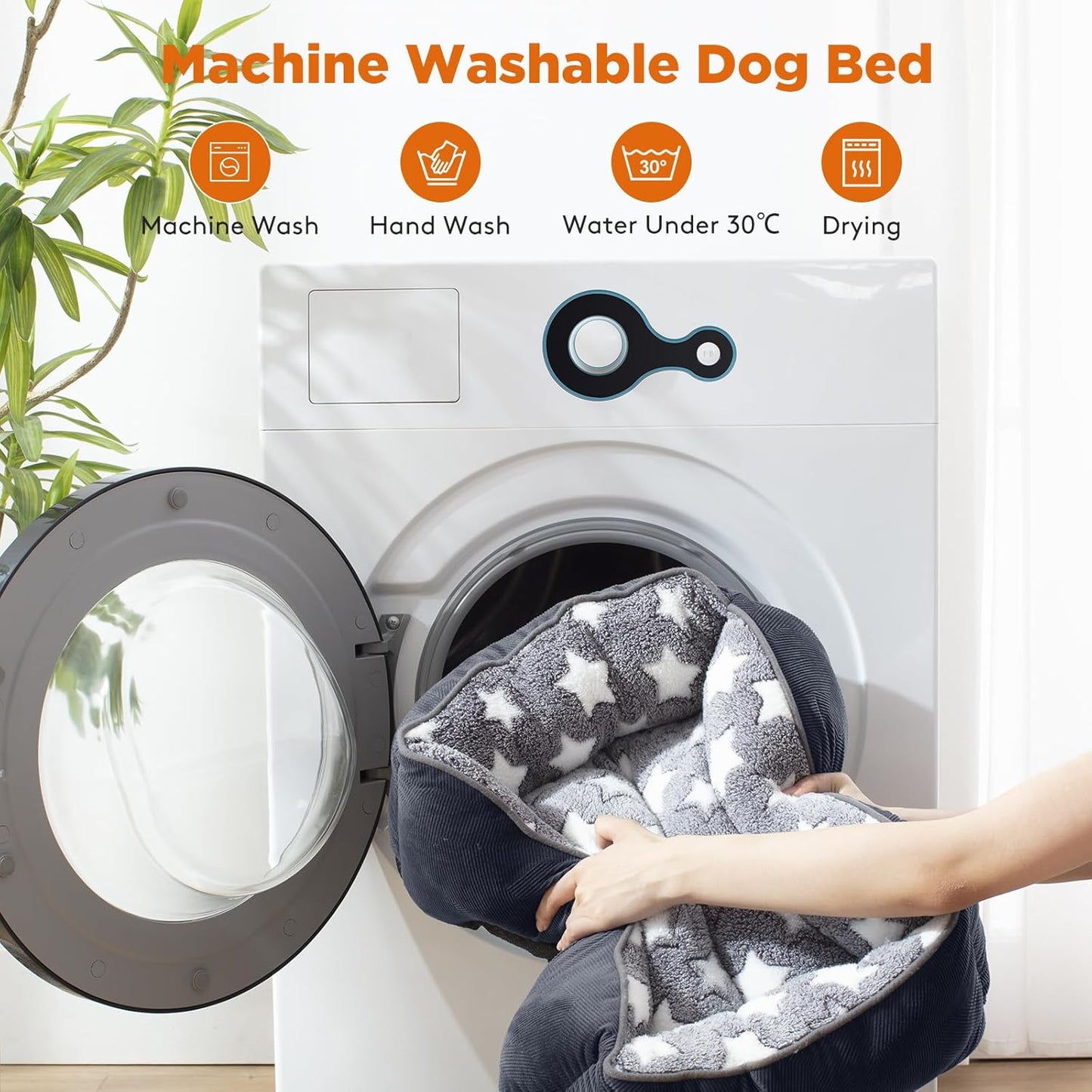 Medium Dog Bed Washable(64X53Cm), Super Soft Cosy Dog Beds Grey Pet Bed, Premium Grey Rectangle Puppy Bed for Small Medium Large Dogs, Ideal for Labrador, Chihuahua, Springer Spaniel, Etc