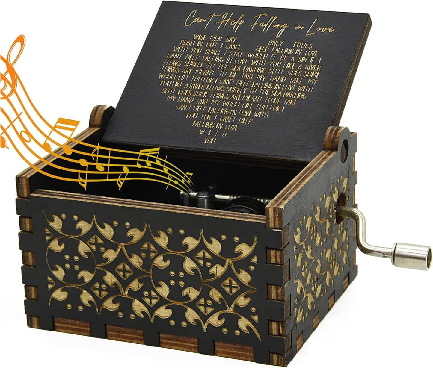 Can'T Help Falling in Love Music Box, Birthday Gifts for Wife Girlfriend Women, Vintage Wooden Hand Crank Music Box, Christmas Valentine Wedding Anniversary Romantic Gift