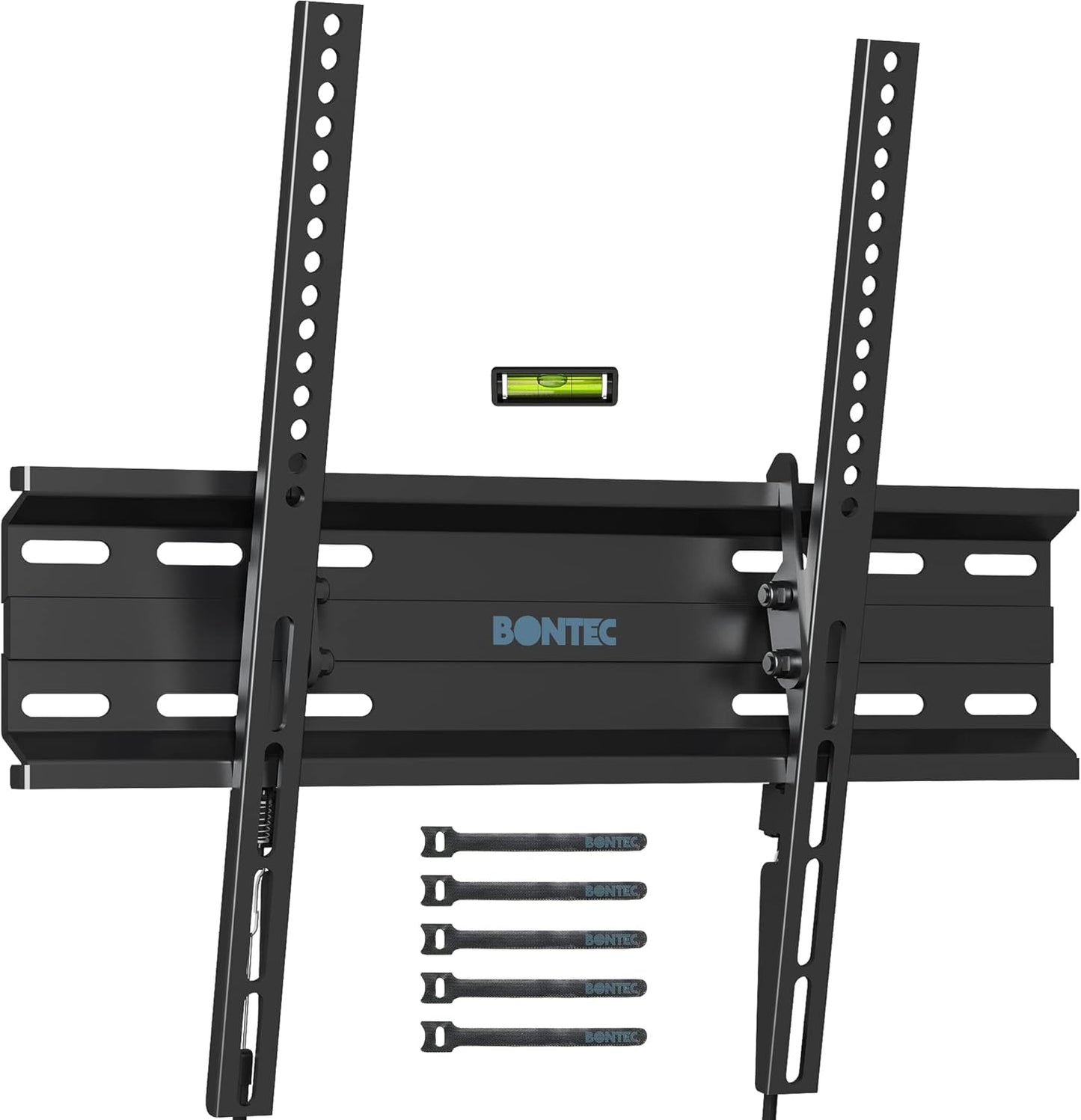 Ultra Slim TV Wall Bracket, Tilting TV Wall Mount for 23-60 Inch Tvs, Low Profile TV Bracket, Max VESA 400X400Mm, Holds up to 45Kg, Spring Locking System, Includes 5 Cable Ties