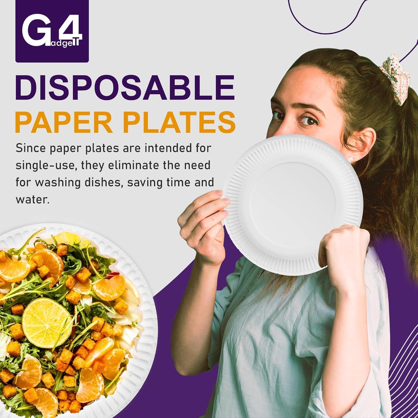 100 Paper Plates 23Cm - 9Inch Paper Plates, Disposable Plates, Party Plates