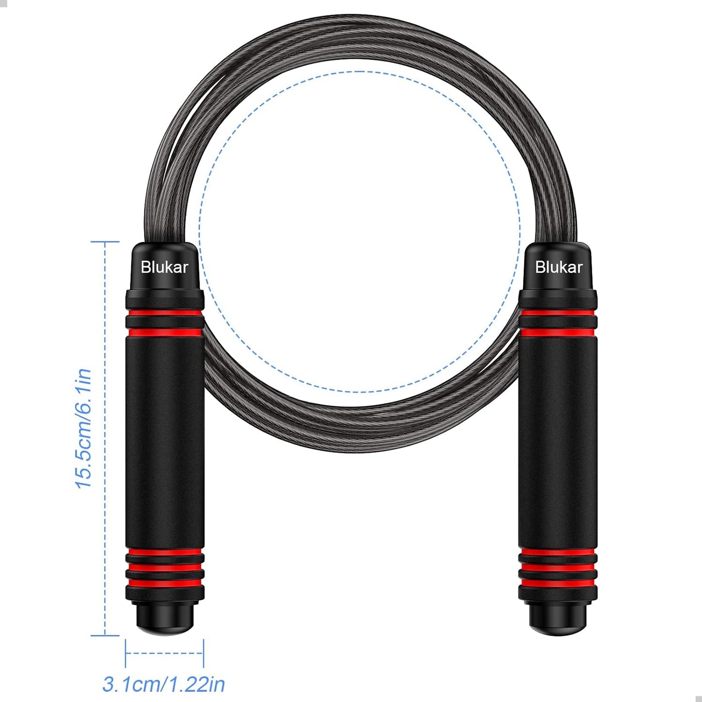 Skipping Rope, Speed Jump Rope Tangle-Free Adjustable Rope with Rapid Ball Bearings & Soft Foam Handle for Fitness Workouts Fat Burning Exercises Boxing - Spare Rope Length Adjuster Included
