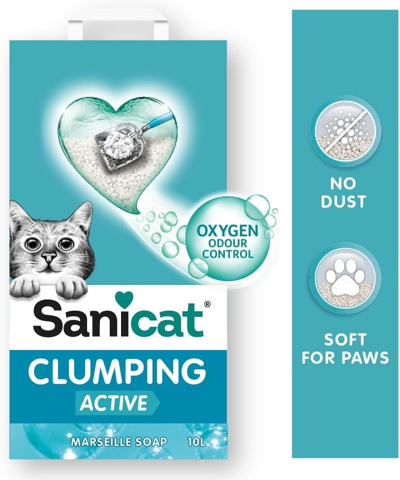 - White Ultra-Clumping Cat Litter - Marseille Soap Scented | Made from Natural Minerals with Guaranteed Odor Control | Absorbs Moisture and Forms Clumps for Easy Cleaning | 10 L Capacity.