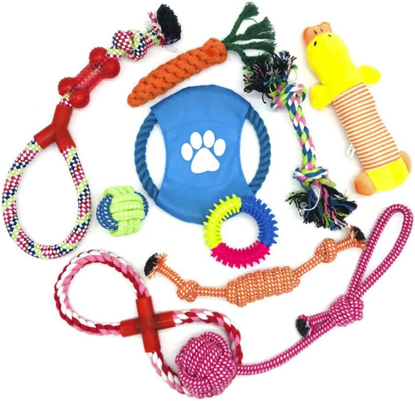 Dog Toys Puppy Chew Toys from 8 Weeks,Dog Rope Toys 100% Natural Cotton Rope for Small and Medium Dog (10 PCS)
