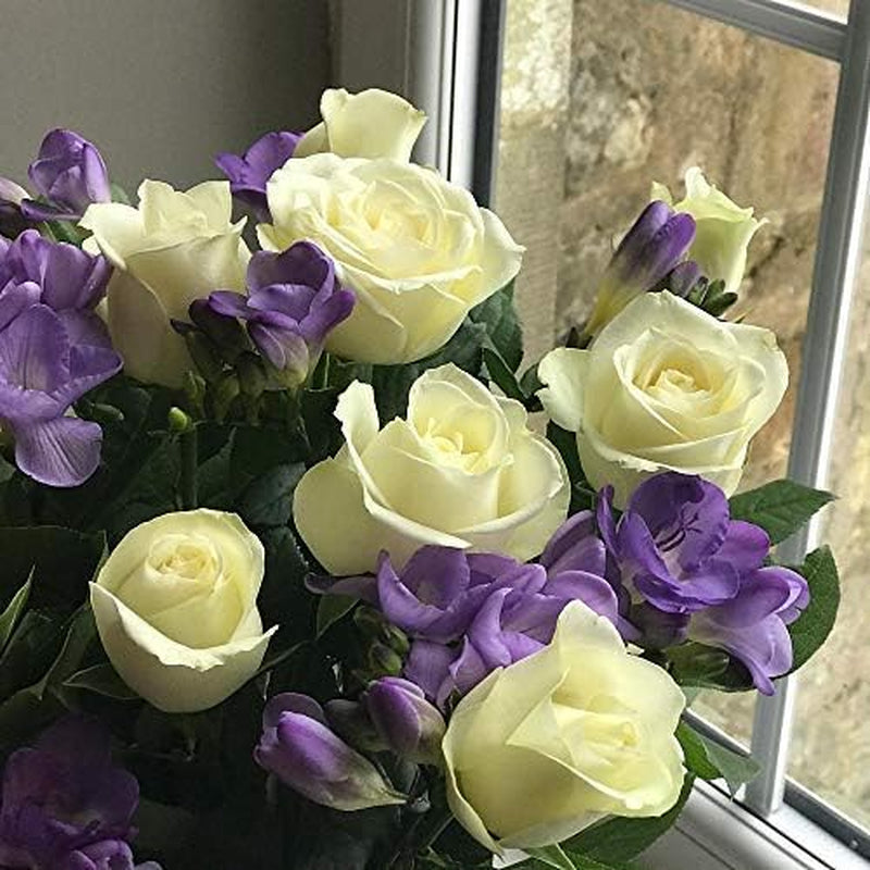 Breathtaking Amethyst Bouquet with Next Day Delivery - Rose and Freesia Fresh Flowers