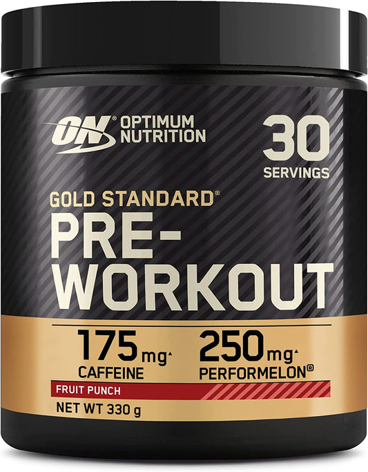 Gold Standard Pre Workout Powder, Energy Drink with Creatine Monohydrate, Beta Alanine, Caffeine and Vitamin B Complex, Nutrition Supplement, Fruit Punch Flavour, 30 Servings, 330 G