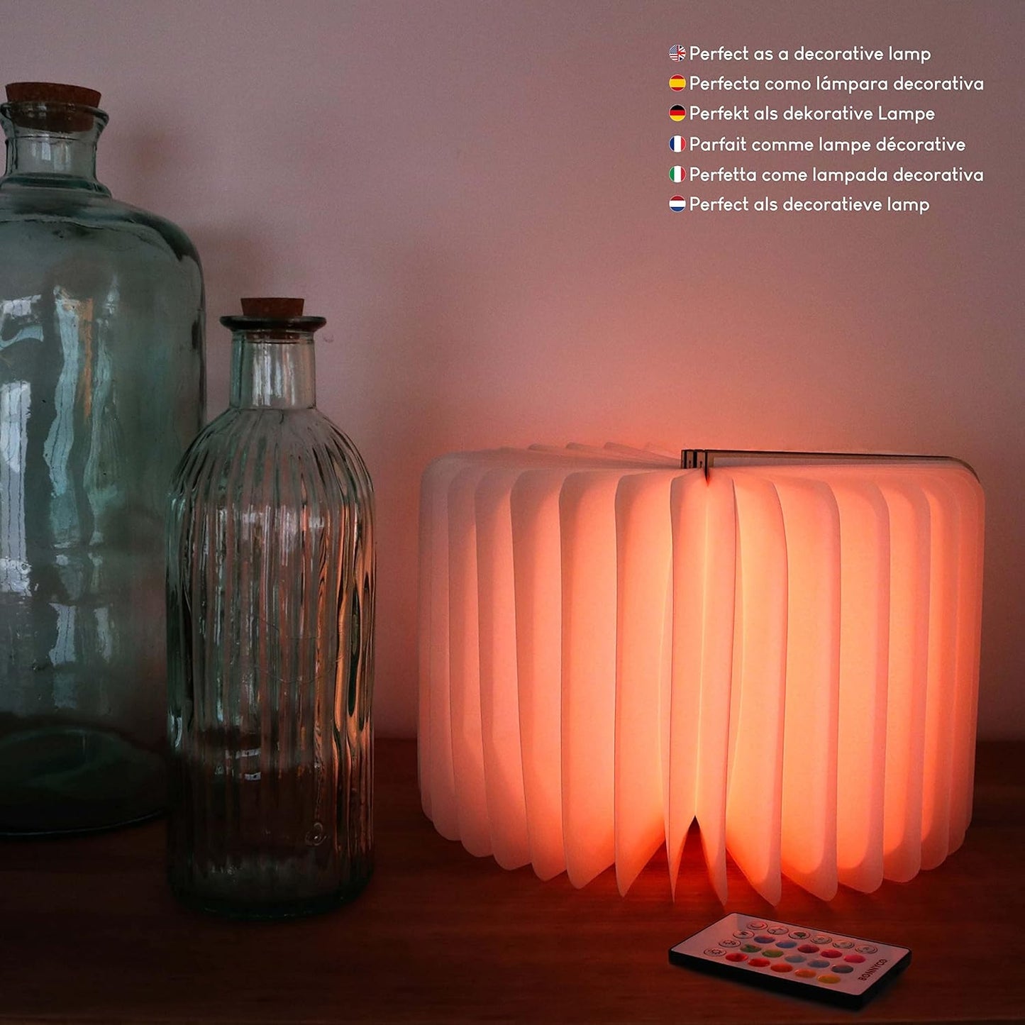 Led Book Light Wooden Folding Lamp with Remote Control, 16 Colours & Timer Table Book Lamp Night Light Perfect for Home, Office & Room Decor | Christmas & Birthday Gifts for Men Women