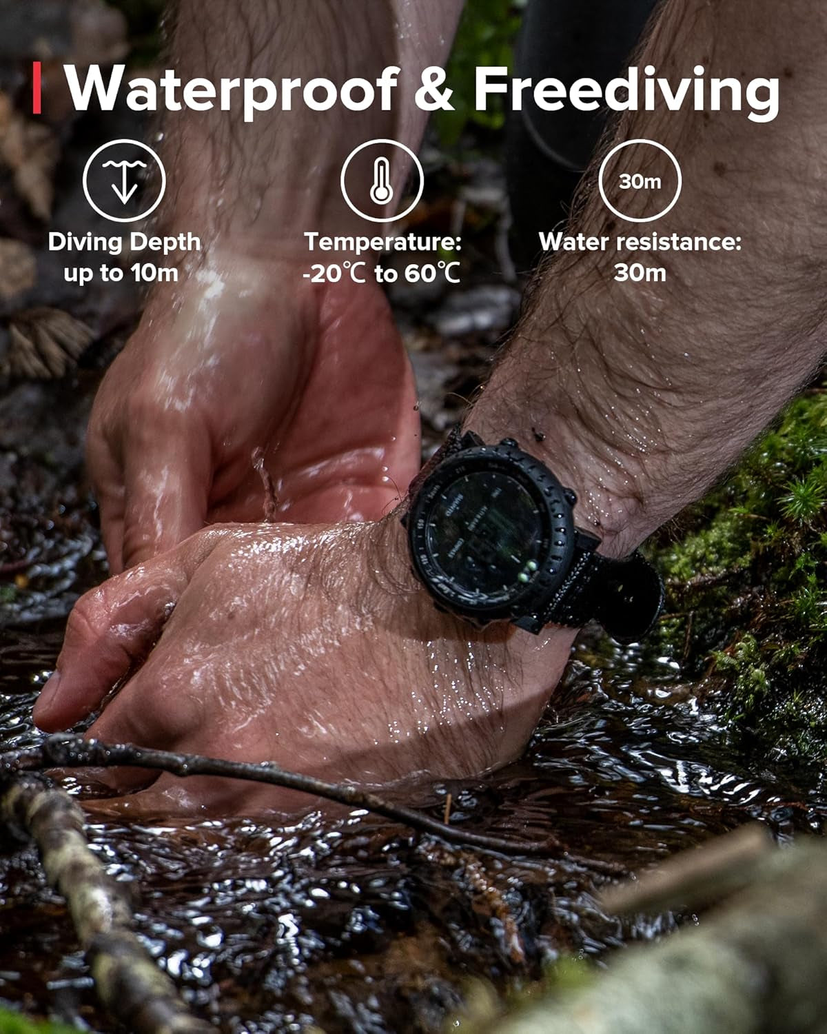 Core Sports Watch, Classic Outdoor Adventure Watch with Altimeter, Barometer & Compass, Dual-Time Sunrise & Sunset Display, Temperature & Storm Alarm for Hiking, Mountain Use
