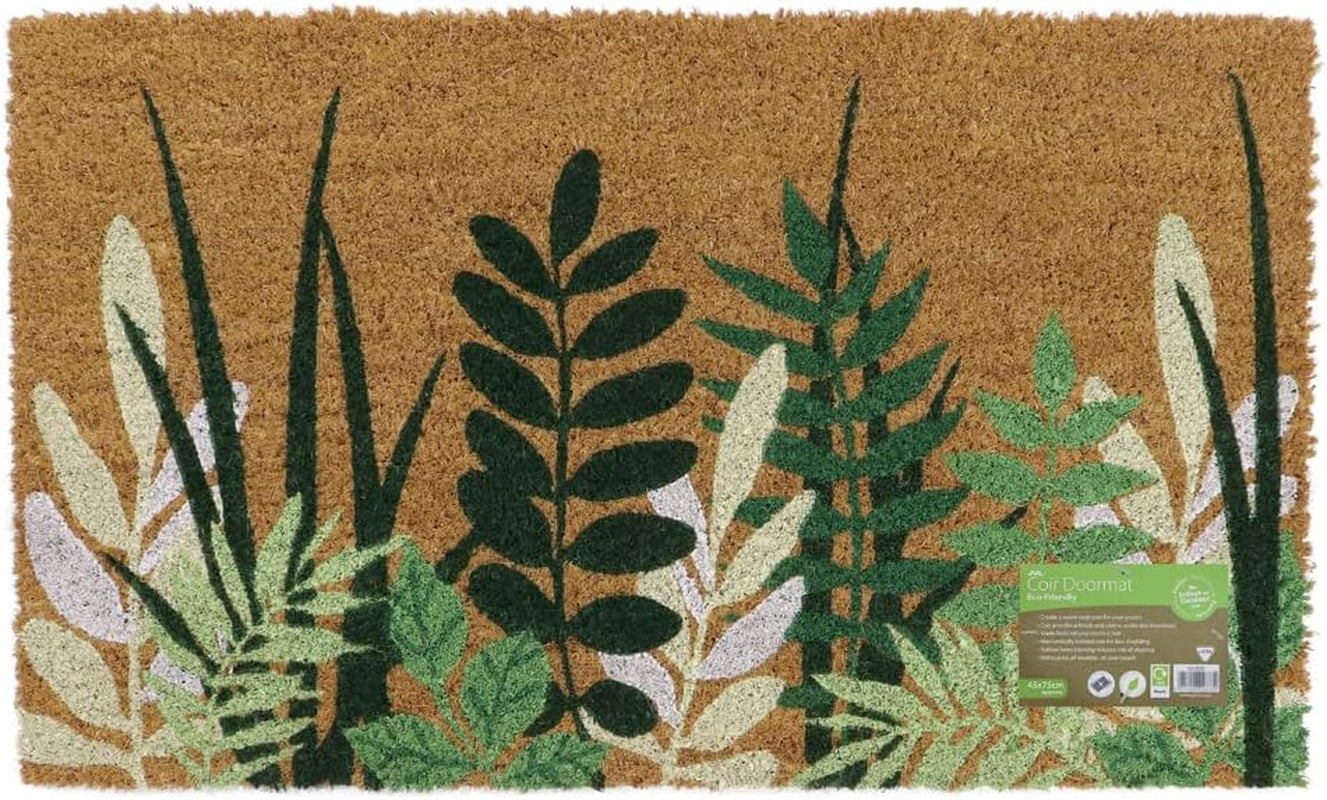 Eco-Friendly Latex Backed Coir Door Mat, Greenery, Natural (02-881), 45 X 75 Cm Approx.