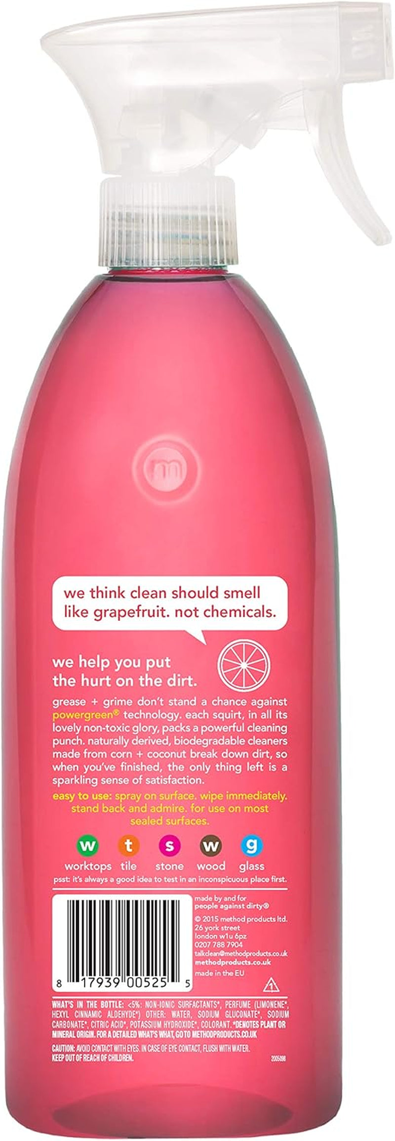 All Purpose Cleaner Spray, Multi Surface Cleaner, Cuts Grease and Grime, Pink Grapefruit Scent, Pack of 1, 1 X 828Ml