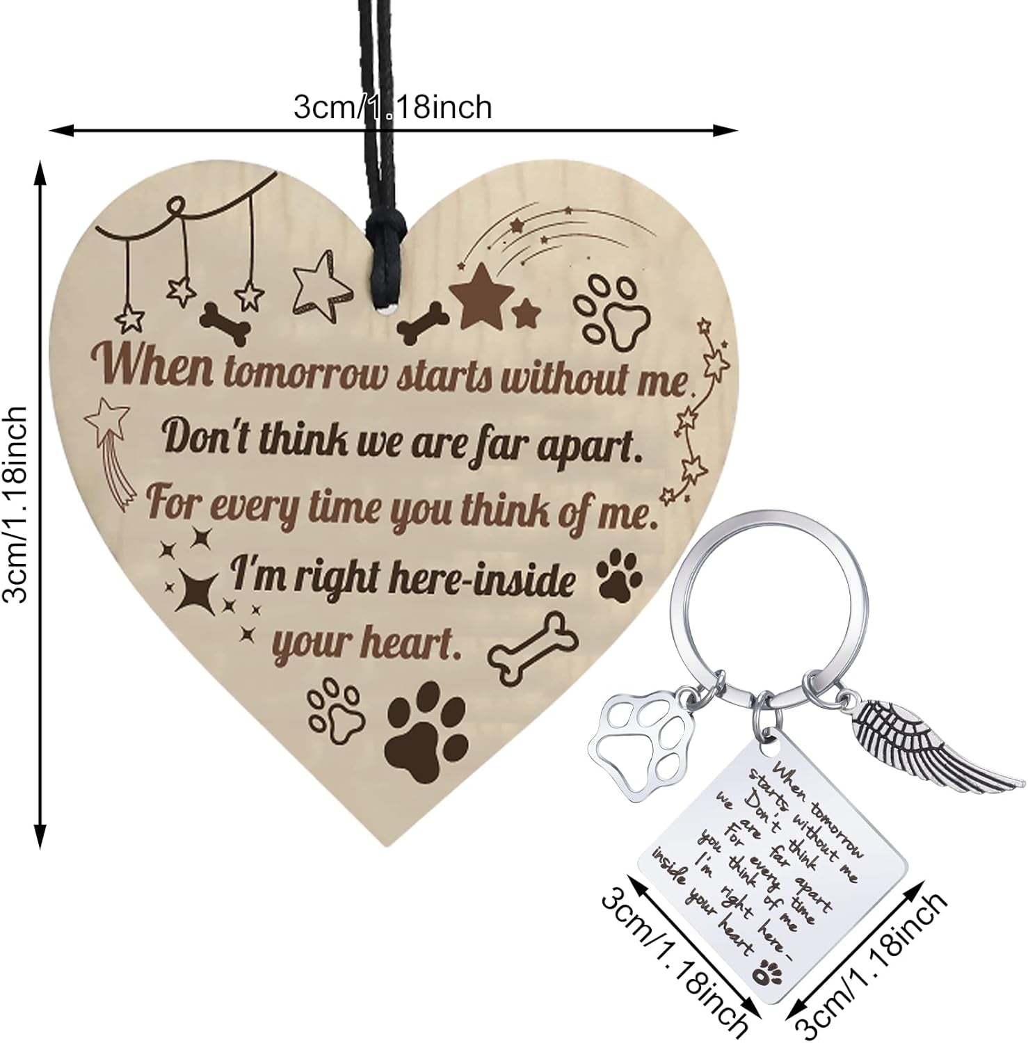 Dog Memorial Gifts Key Ring Pet Sympathy Gift Dog Remembrance Keychain Loss of Pet Paw Prints Memorial Dog Keyring for Pet Lover