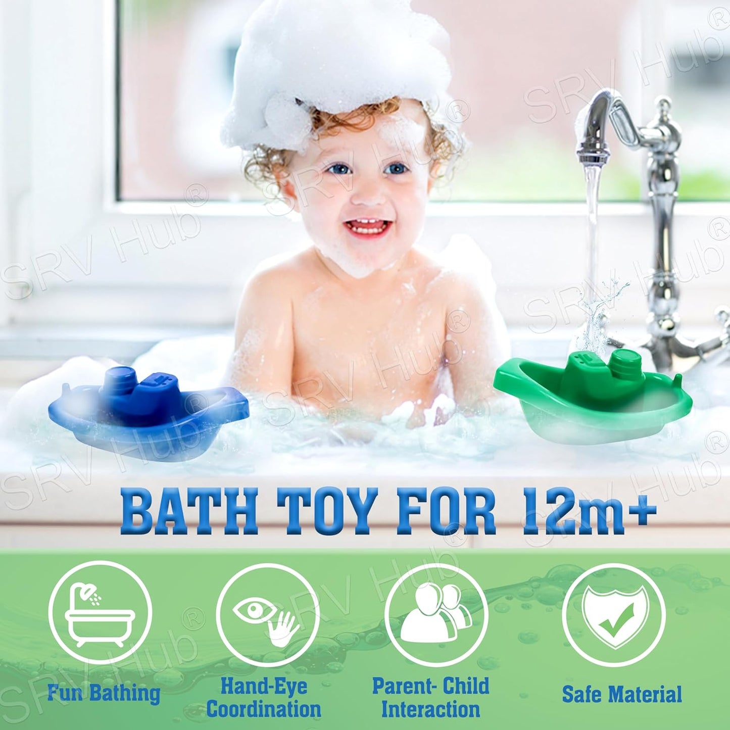 10Pcs Children Bathtime Boats, Bath Toys Floating Bath Boat Toys, Floating Water Tub Toy, Inter Connectable Linking Stackable Floating Boats, Learning Bathtub Toys and Soft Bath Toys