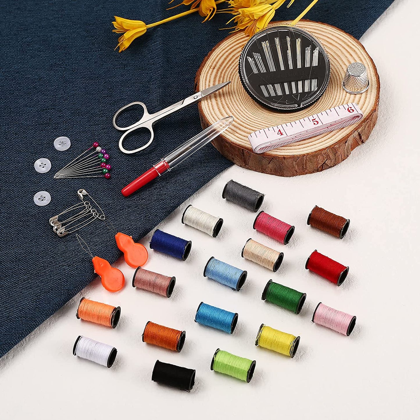 Travel Sewing Kit, over 70 DIY Premium Sewing Supplies,Mini Sewing Kit for Home, Travel & Emergency Filled with Mending and Sewing Needles, Scissors, Thimble, Thread,Tape Measure Etc…