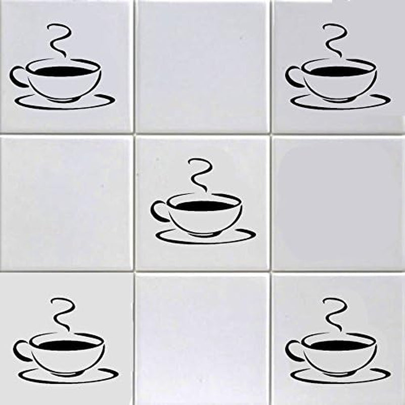 12X COFFEE CUP TILE STICKERS to FIT 6 Inch TILES KITCHEN WALL ART SHOP HOME HOTEL BAR CAFE