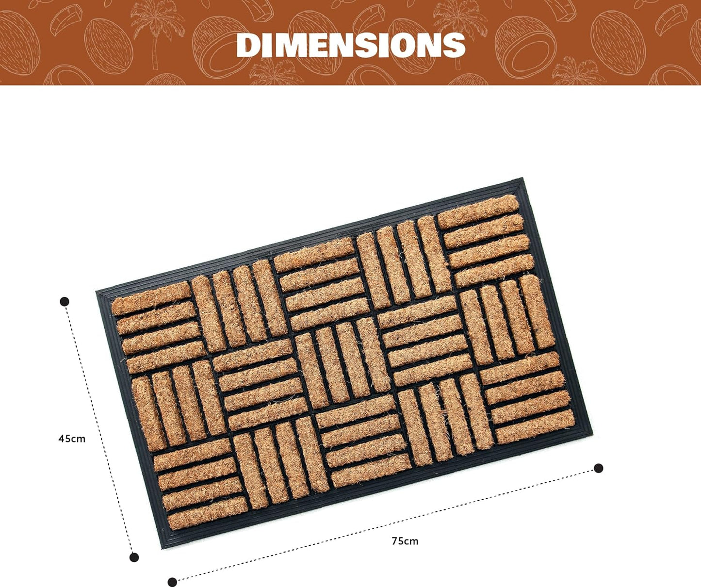 Coco & Coir Door Mat Indoor/Outdoor | 100% Natural Coir Weather Resistant Eco-Friendly Entrance Mat (Shortbread)