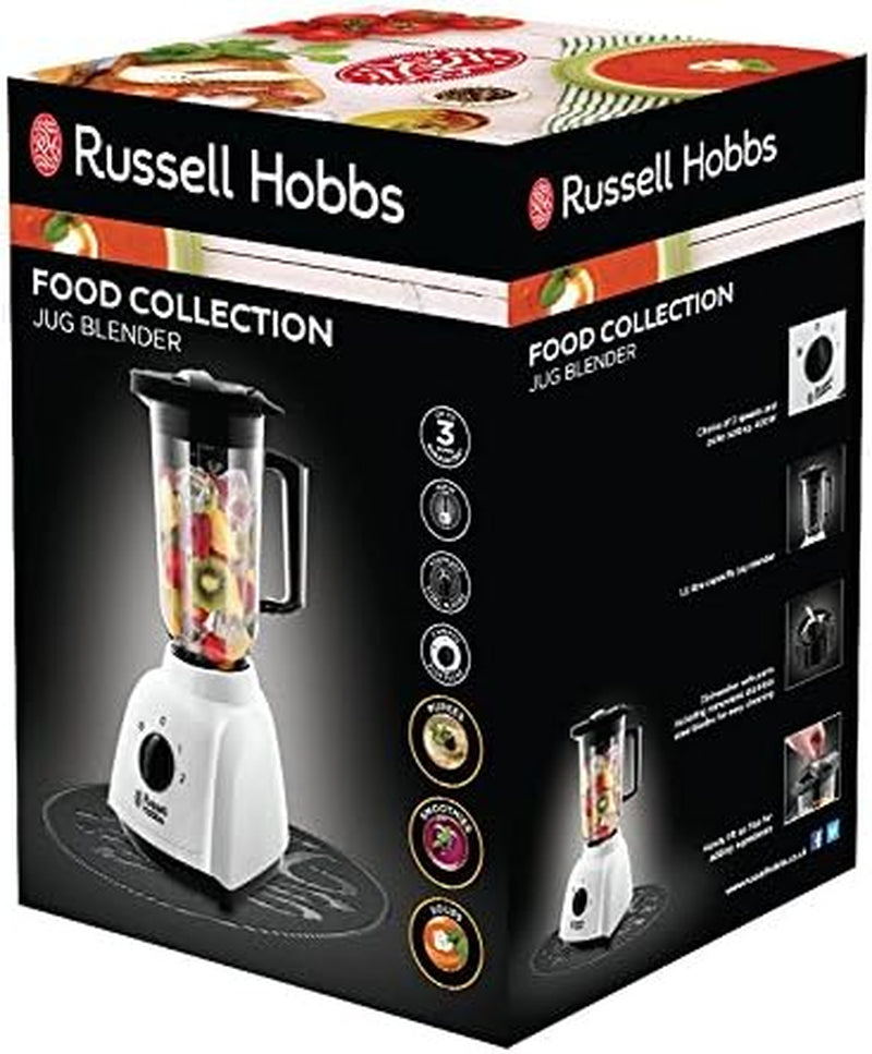 Food Collection 1.5L Plastic Jug Blender, 2 Speeds & Pulse Setting, Removable Stainless Steel Blades for Easy Cleaning, Pouring and Adding Flap, Dishwasher Safe Jug & Lid, 400W, 24610