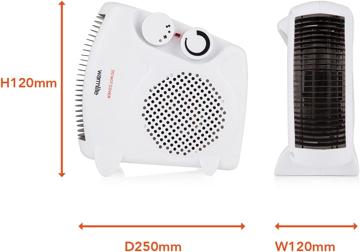 WL44001 Thermo Fan Heater with 2 Heat Settings and Overheat Protection, 2000W, White